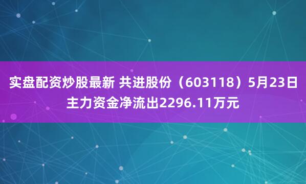 实盘配资炒股最新 共进股份（603118）5月23日主力资金净流出2296.11万元