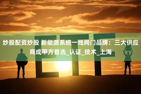 炒股配资炒股 新能源系统一线阀门品牌:三大供应商成甲方首选_认证_技术_上海