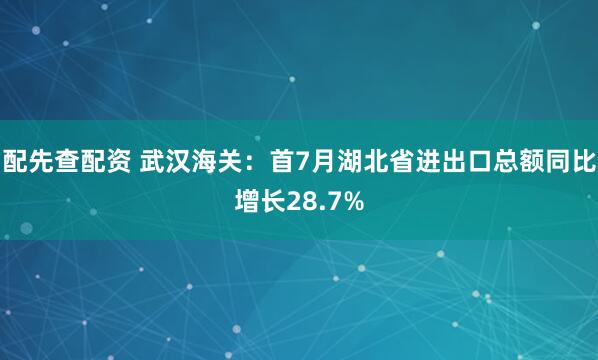 配先查配资 武汉海关：首7月湖北省进出口总额同比增长28.7%